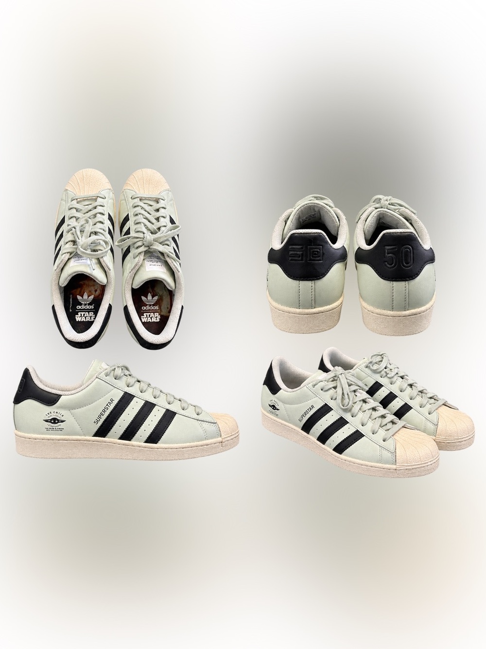 adidas Superstar Sneakers in Pale Green and Black